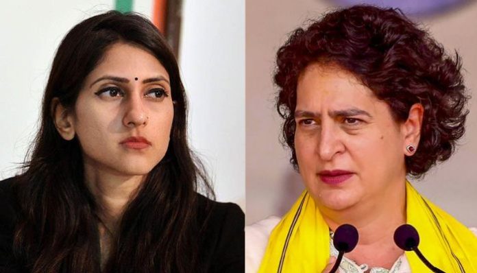 Aditi Singh (left) and Priyanka Gandhi (right)