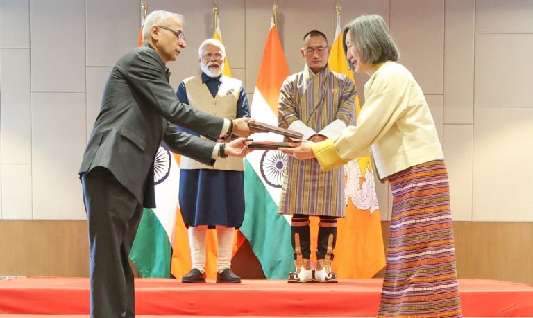 India and Bhutan sign several Memoranda of Understanding during PM Modi’s visit, including rail link between the two countries