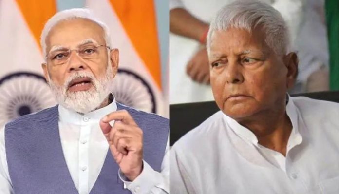 PM Narendra Modi (left) and Lalu Prasad Yadav (right)