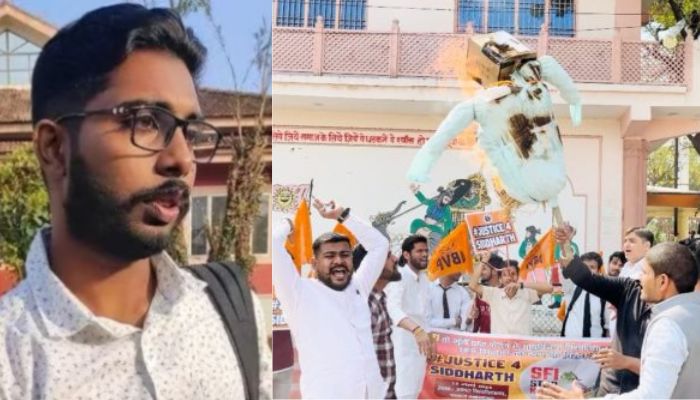 ‘Red terror down down’: ABVP stages nationwide protest against SFI after torture by their members pushed a veterinary student to suicide in Kerala