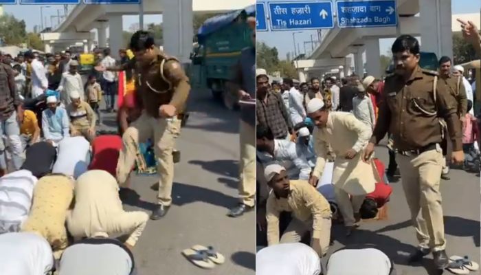 Delhi cop kicks namazis who had blocked roads for offering prayers, suspended after video went viral