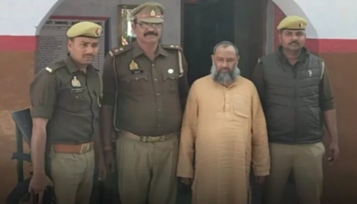 The accused is apprehended by the cops.