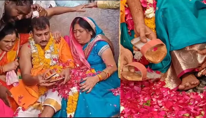Madhya Pradesh: Man presents footwear made from his skin to his mother in Ujjain; was inspired by the Hindu text Ramayana