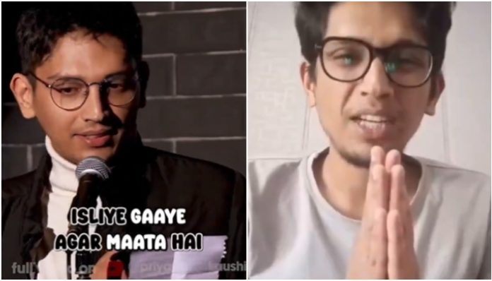 'Stand-up comedian' Priyansh Kaushik apologizes for making derogatory remarks about Hinduism, Gomata; assures 'will never go against any religion'