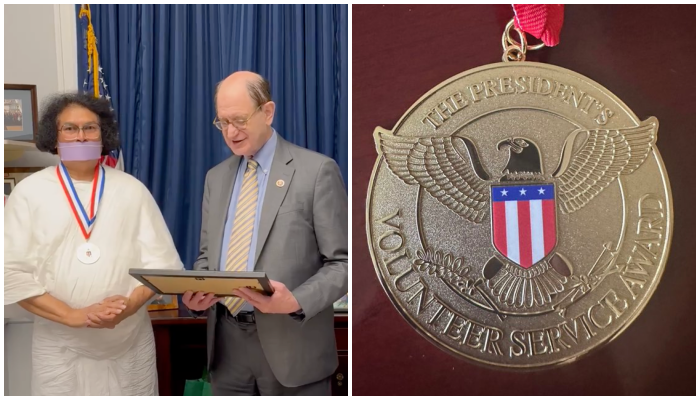 Jain Acharya Lokesh of Ahimsa Vishwa Bharati honoured with the American Presidential Award