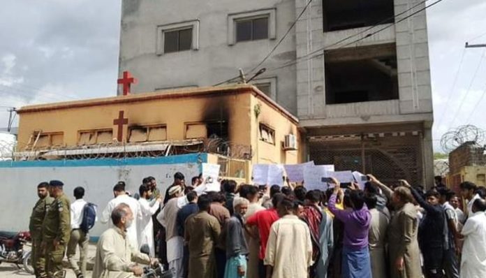 Local Christian community accuses Muslim bussinessman Sheikh Ahmed of setting church on fire in Rawalpindi's Gujar Khan area on 30th March 2024, says Police protecting him by claiming it to be a fire caused by 'short-circuit'