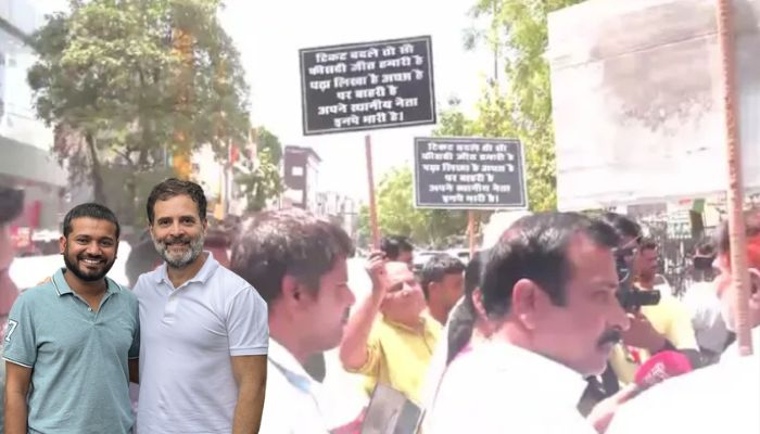 Need local candidate, not outsider: Delhi Congress workers stage protest against the candidature of Kanhaiya Kumar from North East Delhi seat