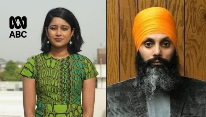 ABC News 'journalist' Avani Dias, terrorist Hardeep Singh Nijjar, images via her Instagram profile and HT