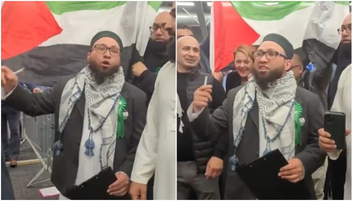 Newly elected councilor yells 'Allah-hu-Akbar', dressed in Palestinian scarf; The West is about to discover how Islamists use democracy to subvert freedom and civilization