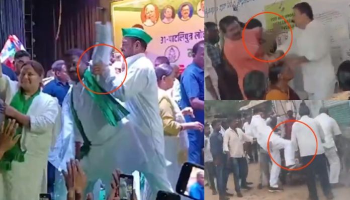 Watch viral videos: Tej Pratap Yadav assaults party leader, Congress' Nagesh Shetkar kicks voter, YSRCP candidate slaps voter