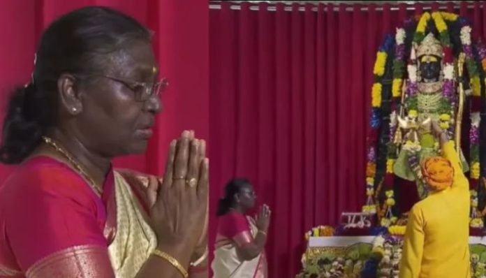 President Droupadi Murmu offers prayers at Ram Mandir after seeking blessings at Hanumangarhi and performing evening aarti at the Sarayu Ghat