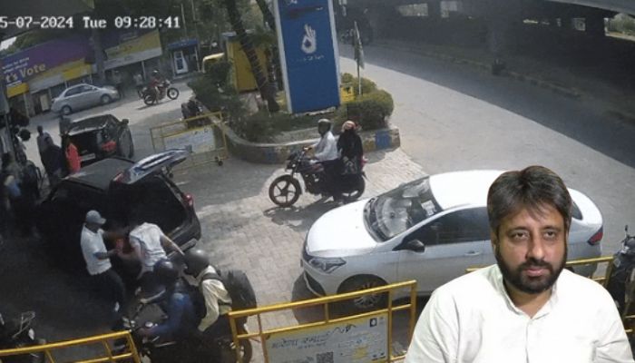 Noida: AAP MLA Amanatullah Khan’s son caught on camera assaulting a Petrol pump staff, father also booked for threatening employees