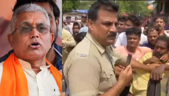 West Bengal: TMC continues its 'Khela' of violence, party goons pelt stones at the convoy of BJP MP Dilip Ghosh