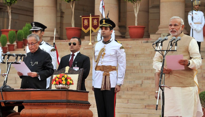 PM Modi taking oath in 2014.