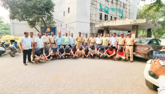 Police with the Bangladeshi nationals.