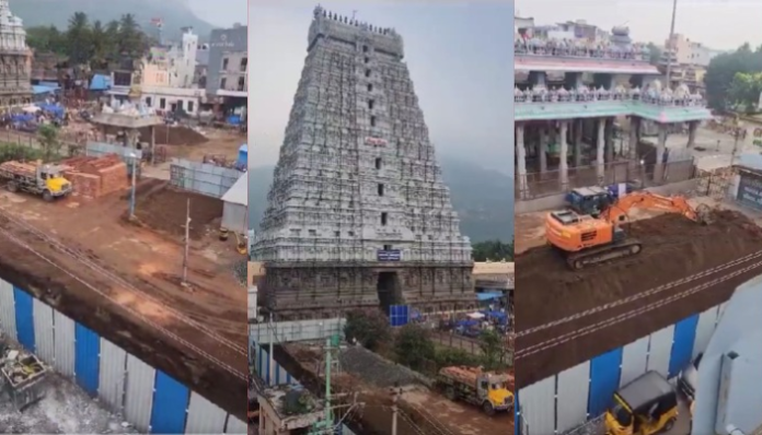 Unlawful construction at the Sri Arunachaleswarar temple.