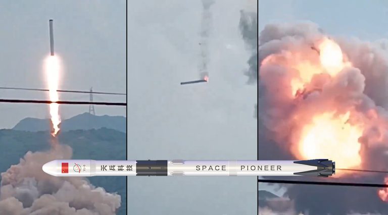 Falcon 9 rocket copy Tianlong-3 being developed by Chinese aerospace company escapes from test pad during static-fire test, crashes and explodes