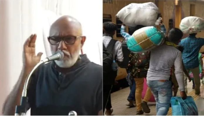 Kattappa-fame actor Sathyaraj who supported Udyanidhi Stalin, mocks migrant workers