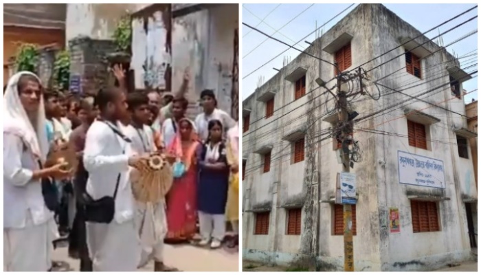 WB: Parents protest after Govt school teacher prohibits student from wearing tilak, student alleges vegetarian students forced to eat non-veg food in mid-day meal