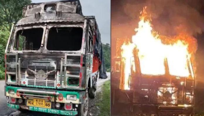 Manipur: Kuki mob attacks truck after identifying driver as Meitei, sets vehicle on fire