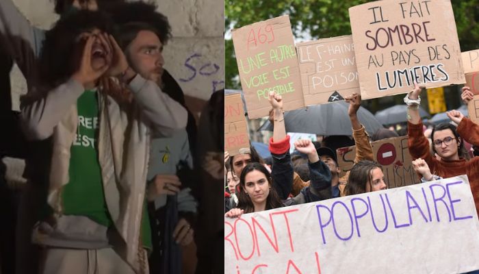 Angry over European Parliament election results, Leftists protest against Right-wing party in France, run riots, and raise pro-Palestine slogans