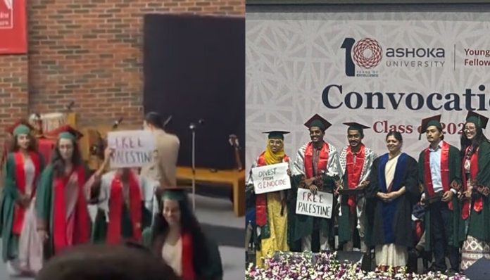 Ashoka University Students held pro-Palestine placards during convocation