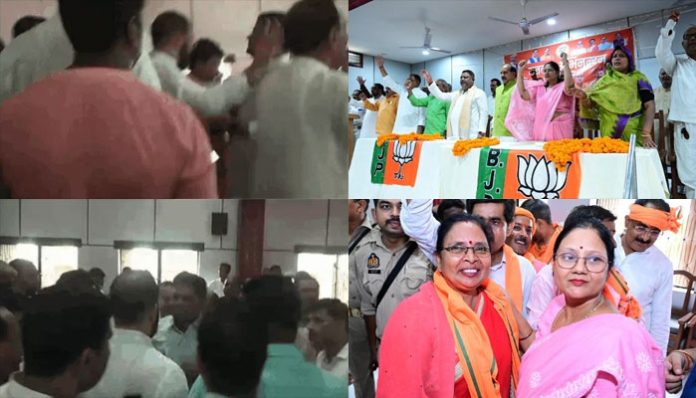 BJP workers accused Vijay Lakshmi Gautam of favouring SP