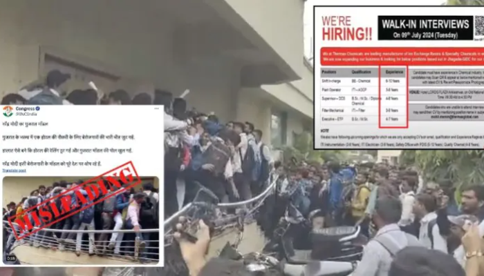 Viral video of large crowd at venue of a job interview: How Congress spread false claims of ‘too many unemployed youth in Gujarat’
