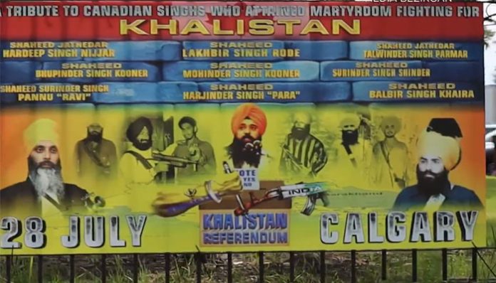 Poster promoting Khalistani terrorists outside Dashmesh Gurdwara Calgary
