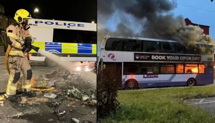 Police car overturned, bus set ablaze, bricks hurled at officers: Violence in Pakistani-dominated Leeds, cops point fingers at 'criminal minority'