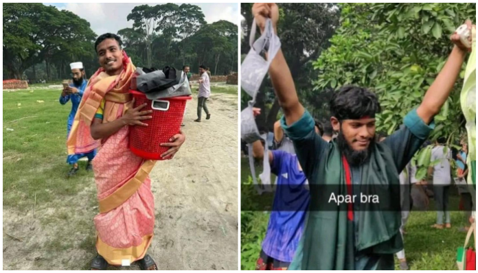 Viral photos of men looting women's clothes from Sheikh Hasina's residence
