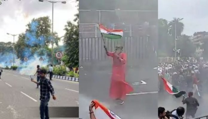Netizens hail video of saffron-clad Hindu saint who withstood water canons to seek Justice for RG Kar Hospital victim
