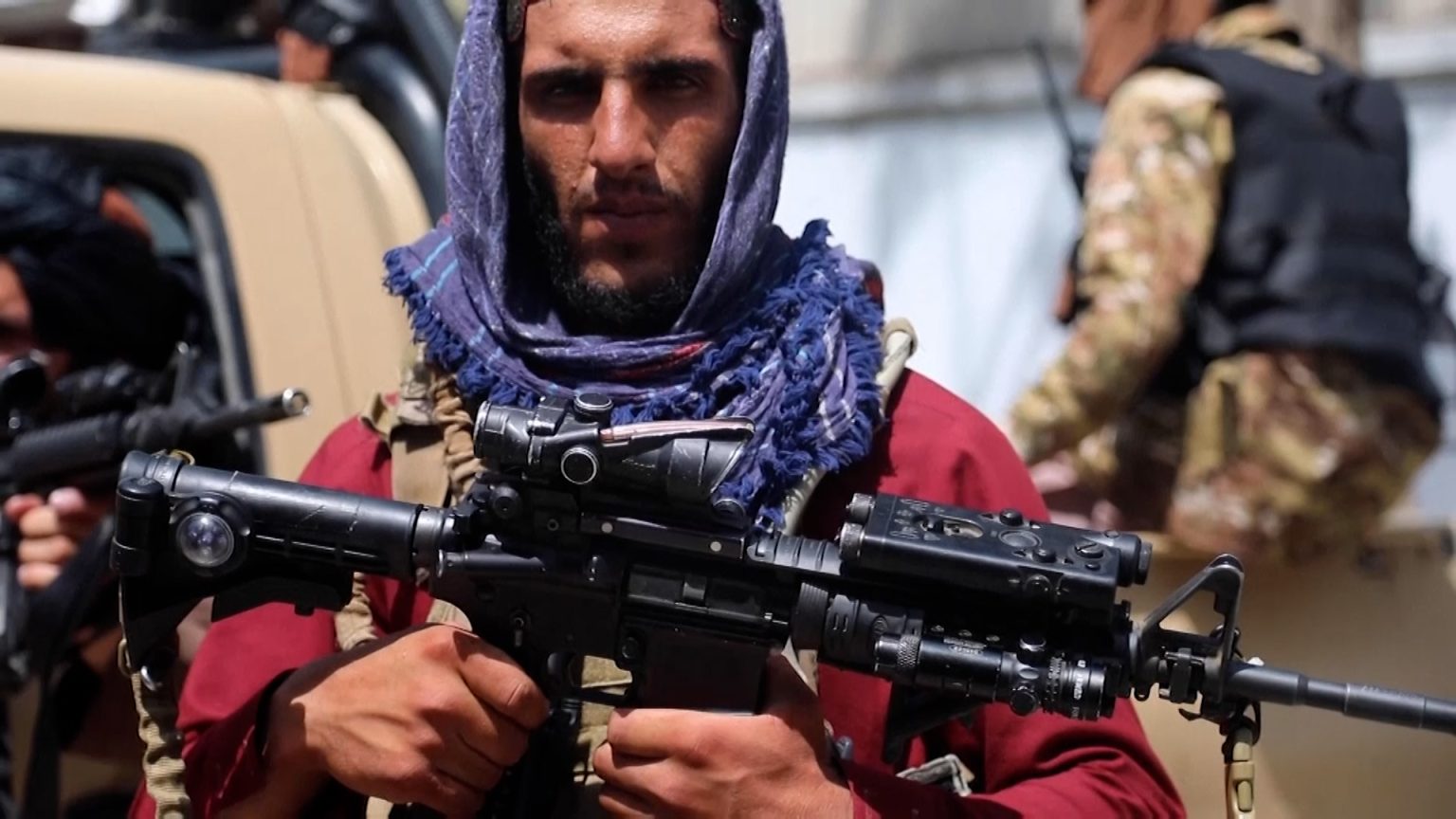 US-made M4 rifles previously used by the Taliban or abandoned by ...