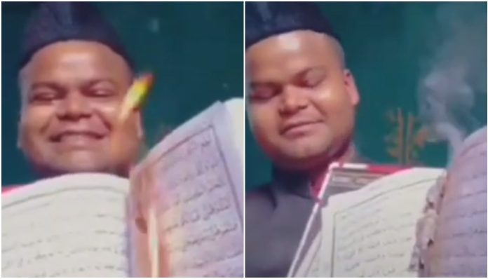 Muslim man burns Quran saying it has verses that cause atrocities, gets arrested after mob protests against his action
