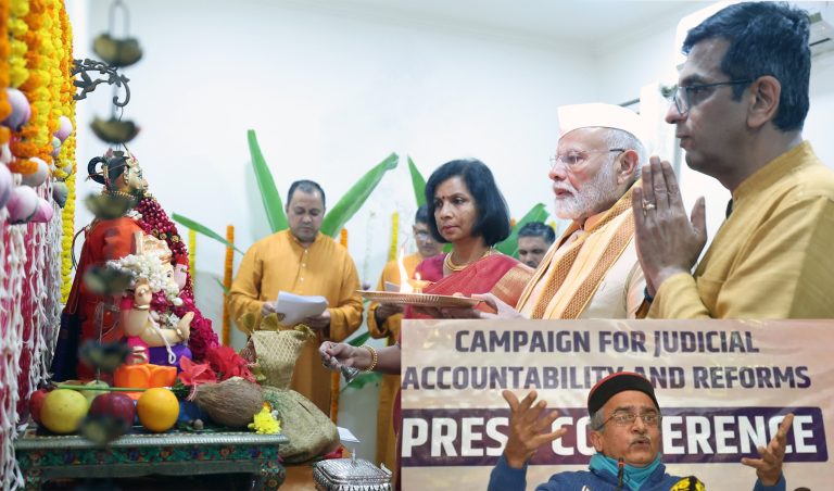 CJAR condemns CJI Chandrachud for inviting PM Modi to his residence for Ganesh puja, has office in same Prashant Bhushan premises where Delhi anti-Hindu riot was first planed