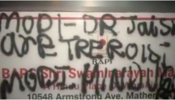 ‘Modi, Hindus Go Back’: BAPS Mandir defaced with anti-Hindu graffiti in Sacramento, California