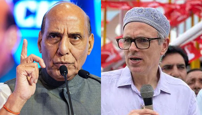 Rajnath Singh slams National Conference for sympathising with terrorists after Omar Abdullah’s comments on Afzal Guru