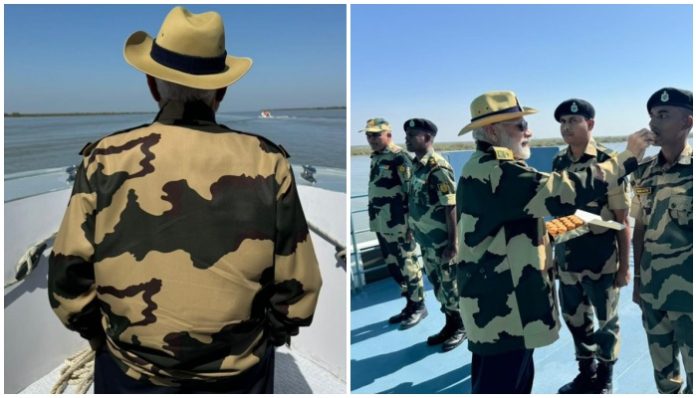 PM Modi with BSF, Army personnel in Kachchh, Gujarat
