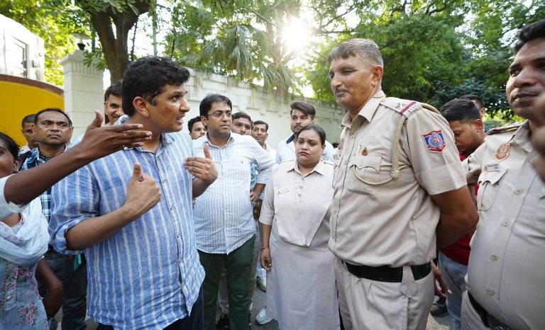 Saurabh Bharadwaj and other AAP leaders detained during protests over regularising bus marshals and civil defence volunteers