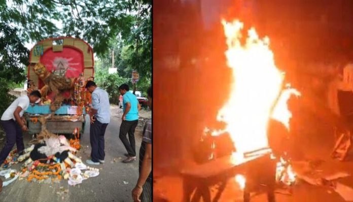 West Bengal: Muslim mob attacks Durga Puja in Howrah, vandalises idol, pelts stones at Hindu devotees