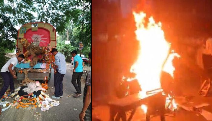 West Bengal: Muslim mob attacks Durga Puja in Howrah, vandalises idol, pelts stones at Hindu devotees
