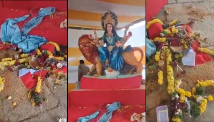 Telangana: Extremists vandalise idol of Goddess Durga amid Navratri celebrations, destroy CCTV and throw away Puja items