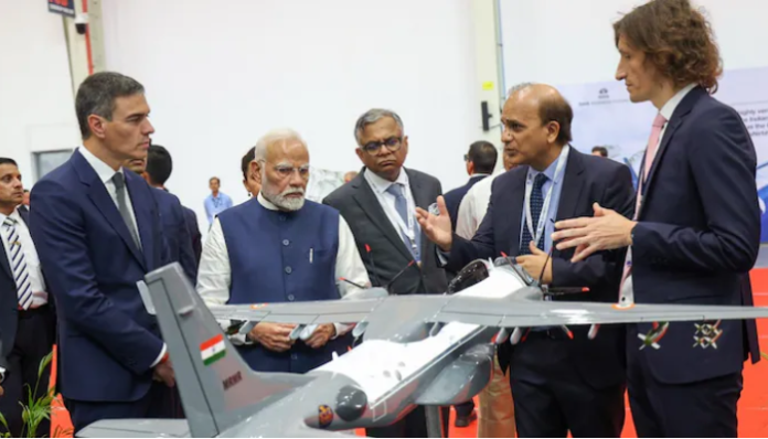 PM Modi, PM Pedro Sanchez visit the Tata Aircraft Complex.
