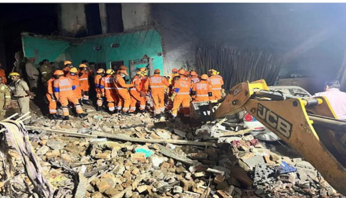 Search and rescue operations underway at the scene.