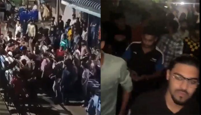 A large Islamists mob protests in Rein Bazaar area Hyderabad against a Hindu youth