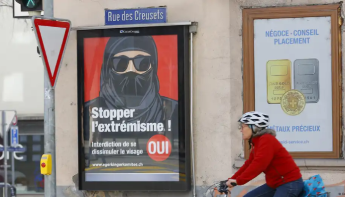A poster for referendum calling to outlaw burqa.