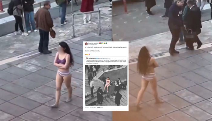 Viral video of Iranian woman stripped to underwear: Ambedkarites, leftists, and feminists spar over who should go nude in India to ‘smash Brahminical patriarchy’