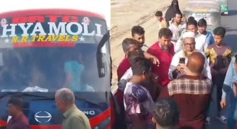 Bus travelling from Agartala to Kolkata attacked in Bangladesh, locals raise anti-India slogans and threaten to kill the passengers
