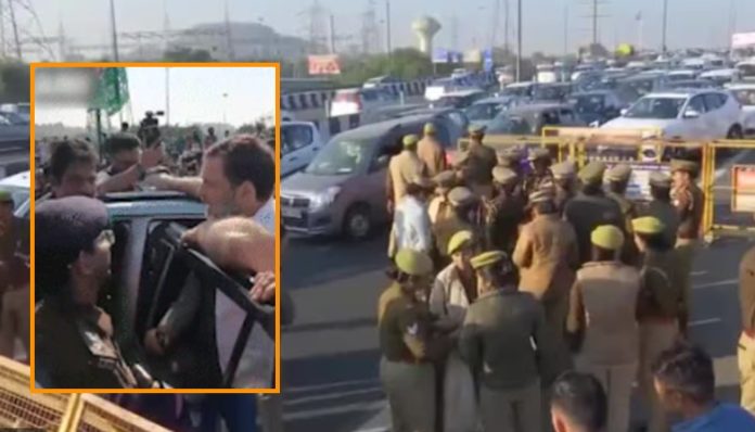 Traffic blockage, high drama at Gazipur border as Rahul Gandhi and Priyanka attempt to politicize Sambhal violence under the pretext of meeting victims' families