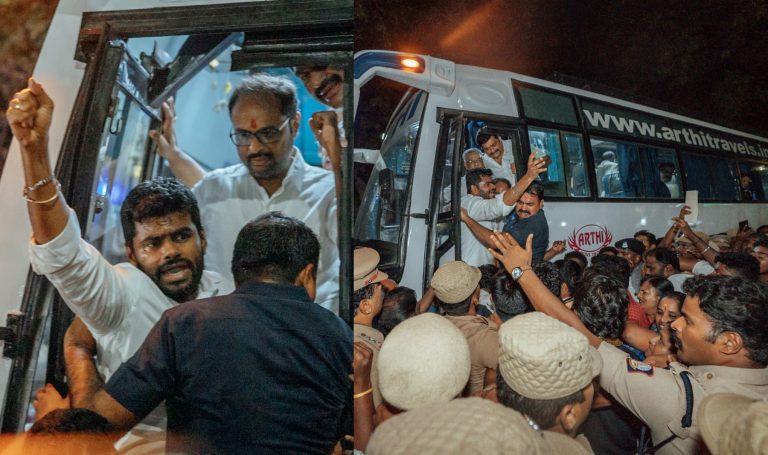 Tamil Nadu BJP chief Annamalai and other party leaders arrested for protest against glorification of Coimbatore bomb blast mastermind SA Basha